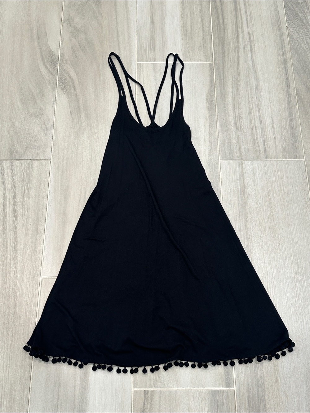 asos Size 2 Black Pom Trim Strappy Women's Dress